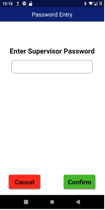 Image displaying how to enter supervisor password to access the supervisor menu on DX8000 terminal